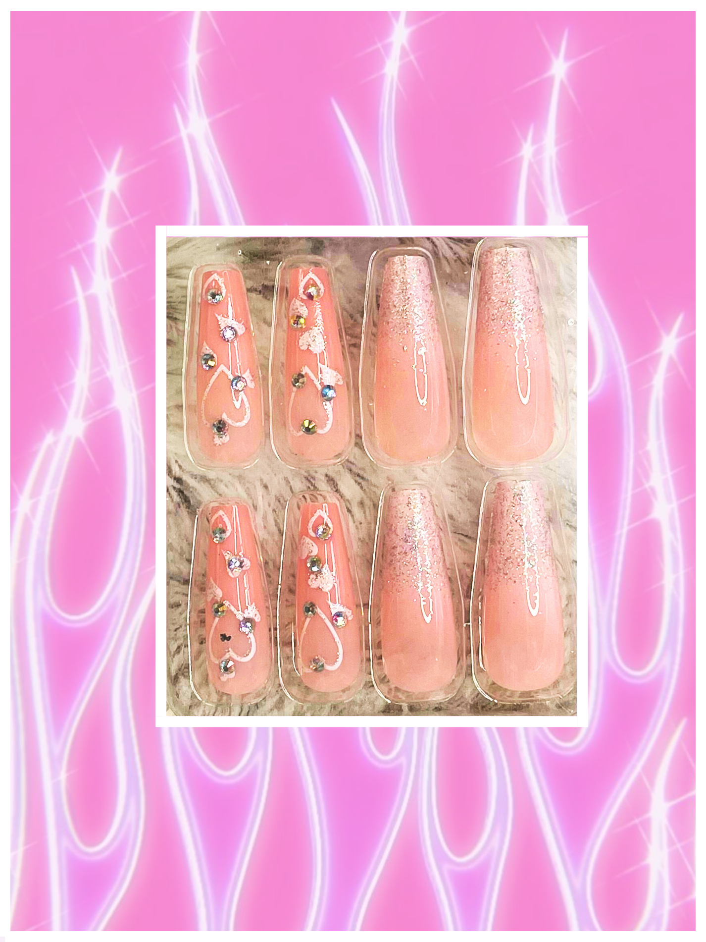 Heart Sparkle-Ready to Order Press Ons